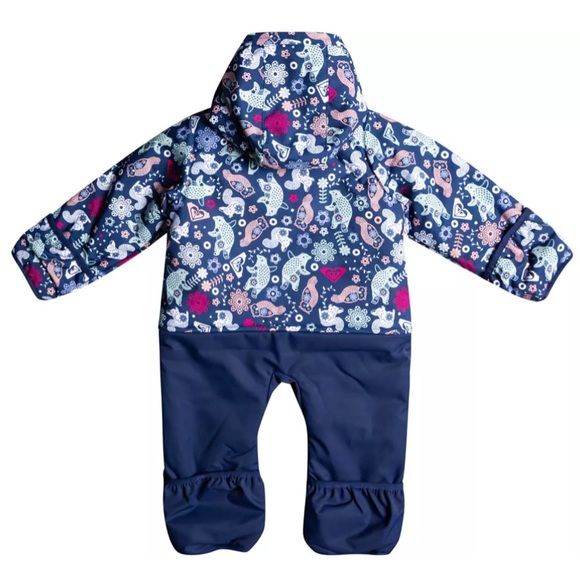 NWT Roxy Medieval Blue Neo Infant Girls' Rose Snow Jumpsuit - Picture 2 of 10